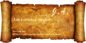 Jablonsky Andor névjegykártya